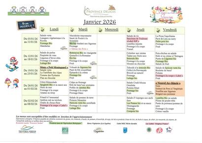 Menus janvier 2026 Menus janvier 2026
