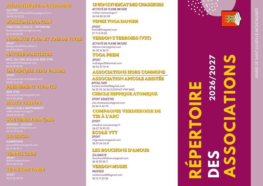 Répertoire des Associations 2026/2027 page 1 Répertoire des Associations 2026/2027 page 1
