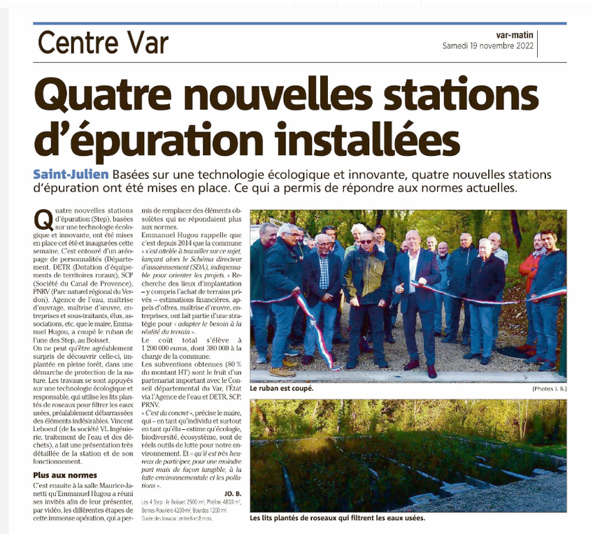 Inauguration des stations d'épuration de Saint-Julien