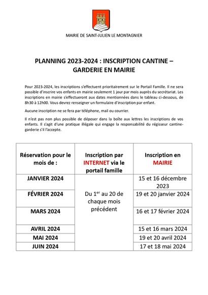 Inscription cantine et garderie périscolaire 2022-2023