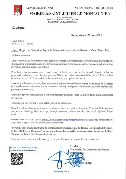 Rappel des obligations légales de débroussaillement Rappel des obligations légales de débroussaillement