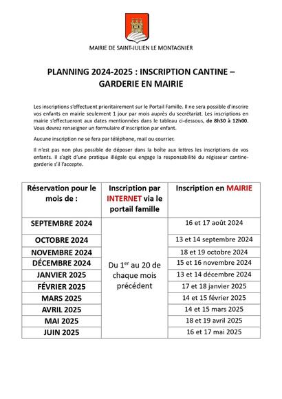 Inscription cantine et garderie périscolaire 2024-2025 Inscription cantine et garderie périscolaire 2024-2025