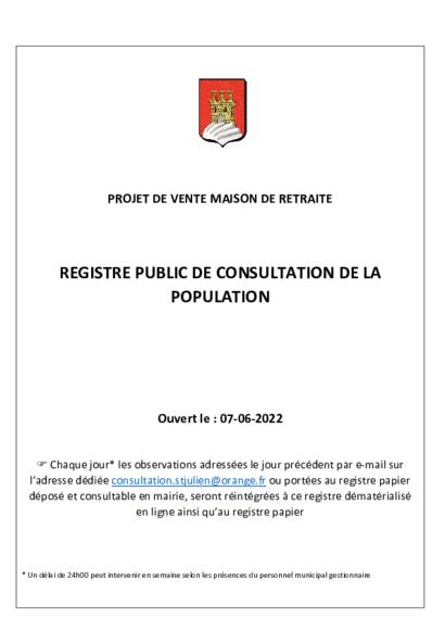 Registre public de consultation de la population